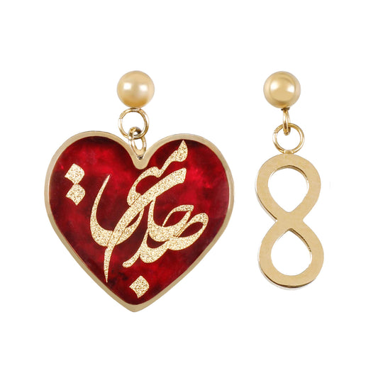 Earrings, coral stone, Sad jane mani, 24 carat gold leaf, anti-allergic stainless steel