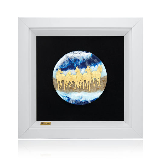 Wandbild, Pferde(Talatom) 24 Karat Blattgold, 36*36cm