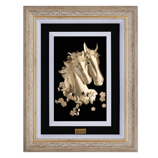 Wandbild, Pferde, 24 Karat Blattgold, 58*48cm
